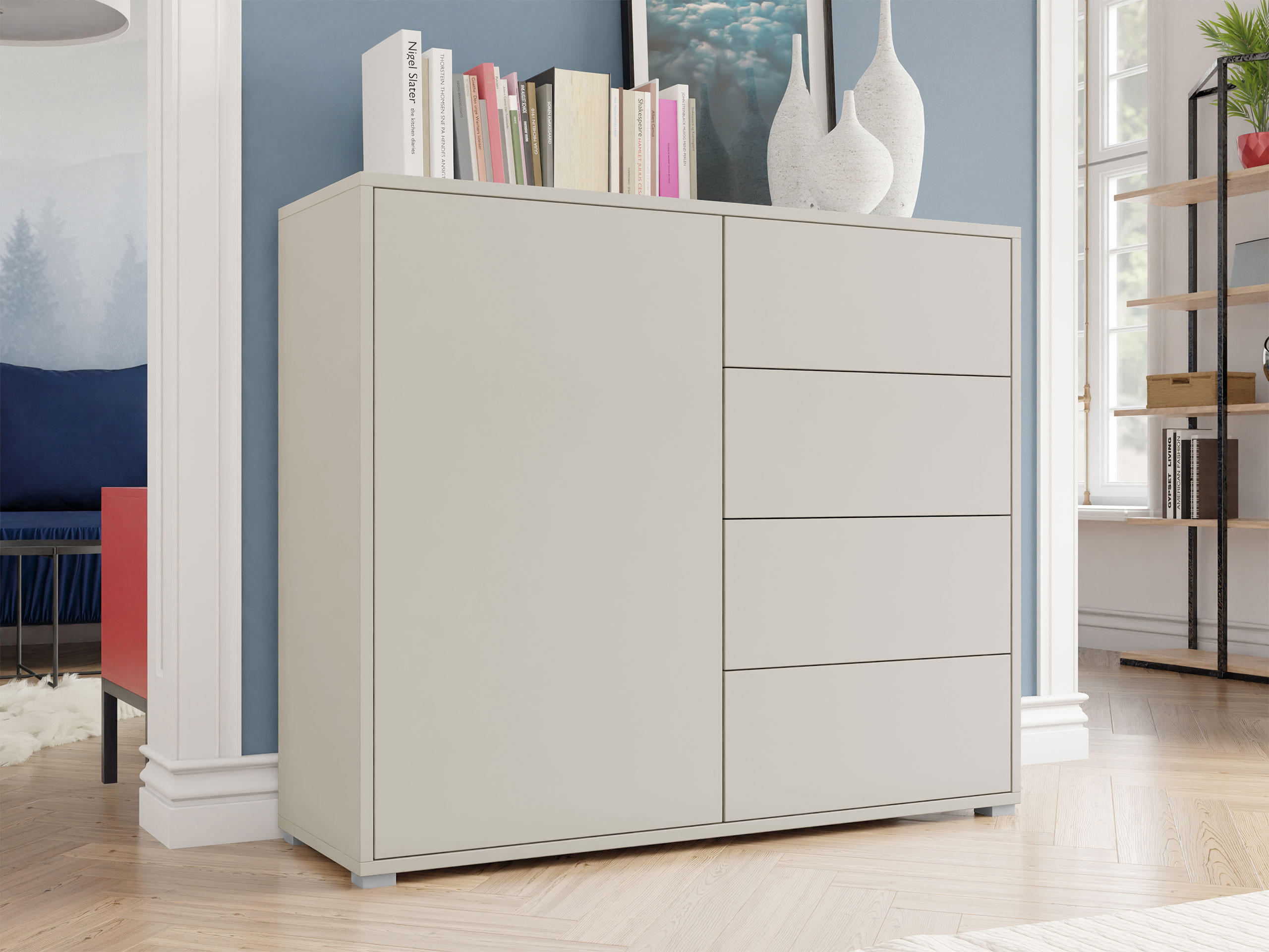 KOMMODE Gesita K1D4SZ - Kaschmir/Silberfarben, Holzwerkstoff/Kunststoff (100/93/41cm) - MIRJAN24