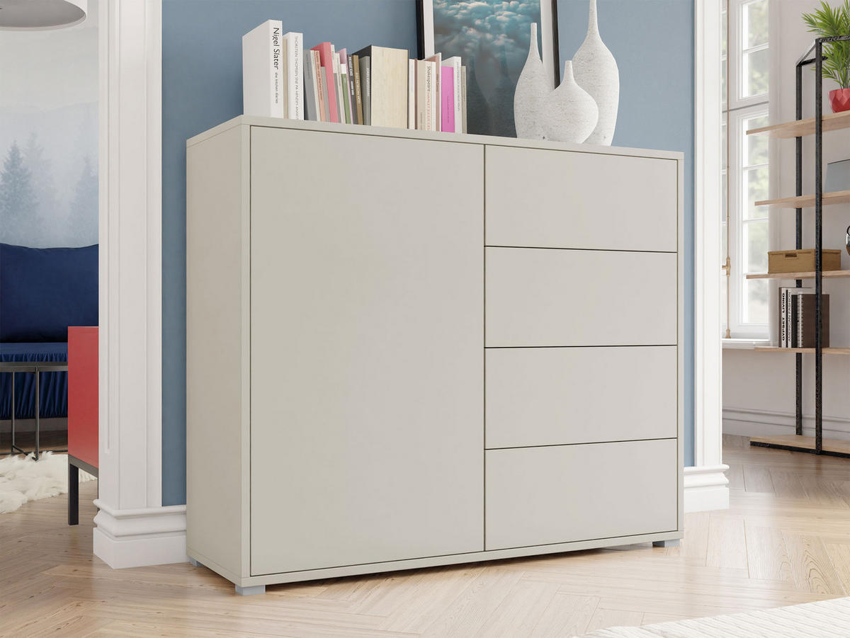 KOMMODE Gesita K1D4SZ - Kaschmir/Silberfarben, Holzwerkstoff/Kunststoff (100/93/41cm) - MIRJAN24