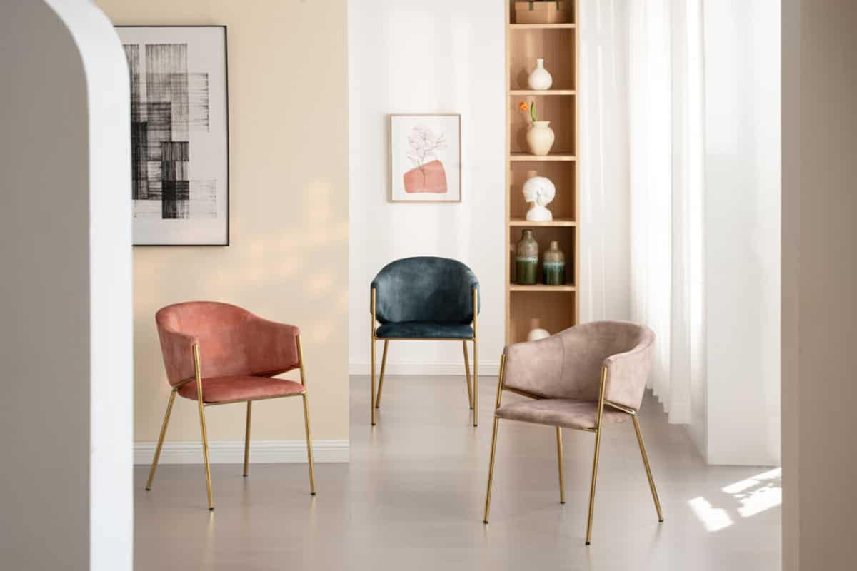 STUHL NOBLESSE Samt Rosé 80 cm - Goldfarben/Rosa, Textil/Metall (52/77/60cm) - riess-ambiente