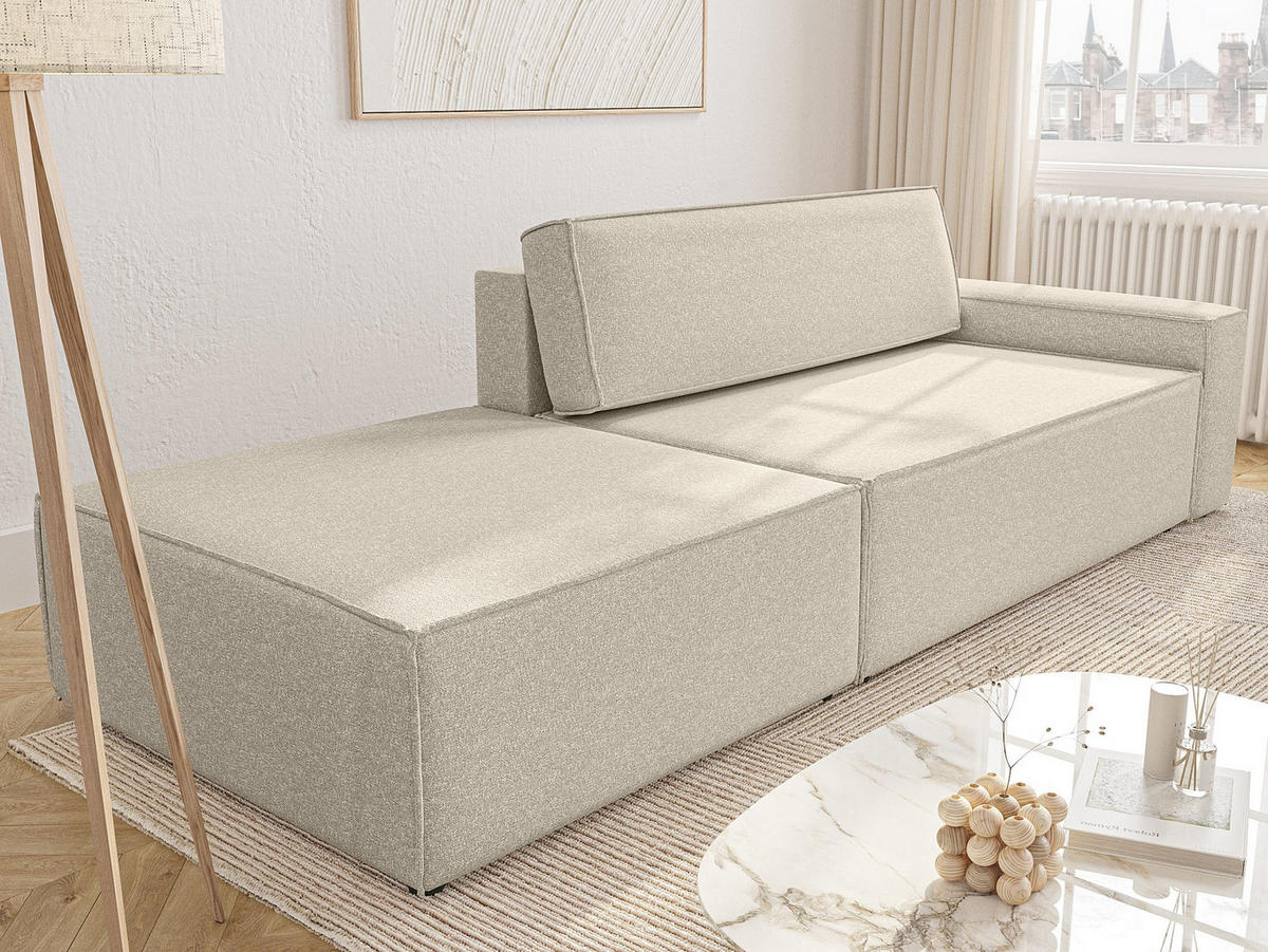 SCHLAFSOFA Lummo Si mit Schlaffunktion, Beige - Beige, Textil (263/70/100cm) - Fedve