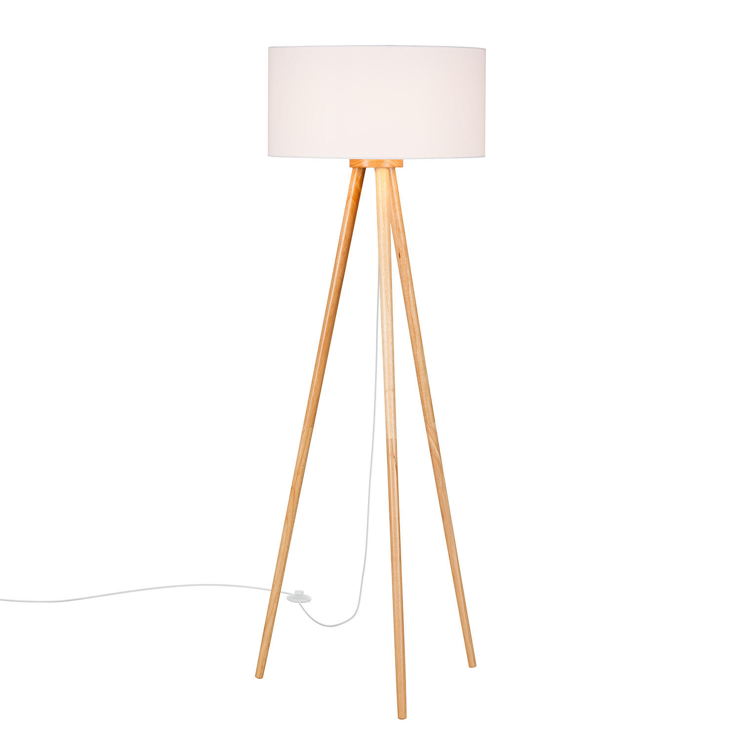 STEHLEUCHTE - Massivholz / Webstoff - 1-flammig - Braun, Holz/Textil (50/50/150cm) - home24
