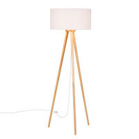 STEHLEUCHTE - Massivholz / Webstoff - 1-flammig - Braun, Holz/Textil (50/50/150cm) - home24