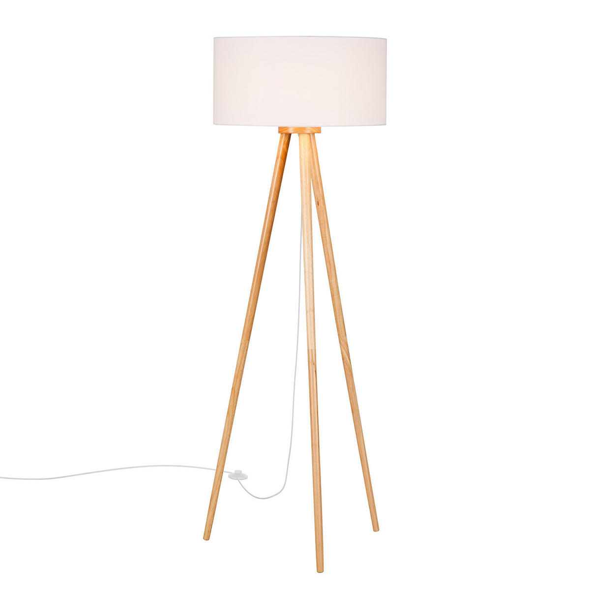 STEHLEUCHTE - Massivholz / Webstoff - 1-flammig - Braun, Holz/Textil (50/50/150cm) - home24