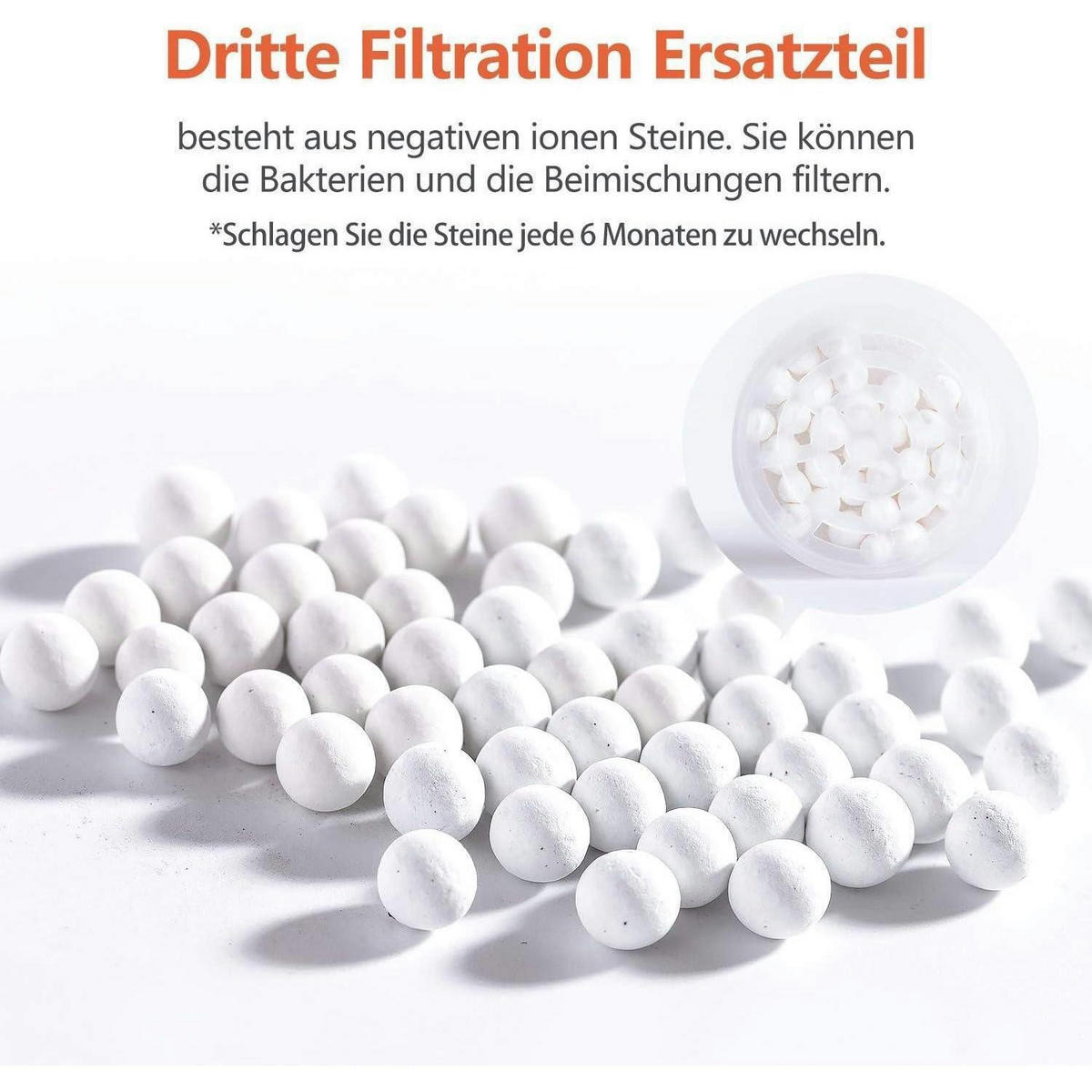 DUSCHKOPF Filtersteine 3er Set zur Wasserfiltration - Multicolor, Stein (5/12.7/15cm)