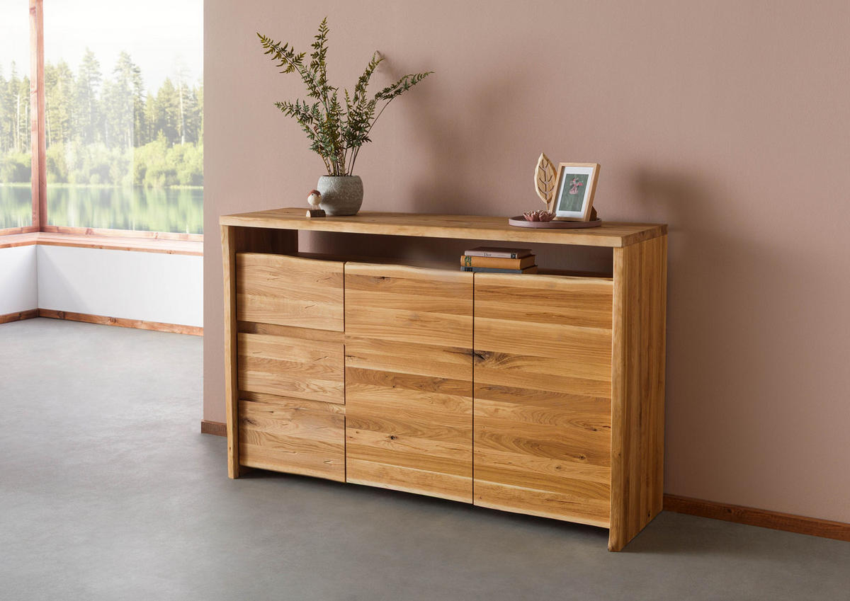 SIDEBOARD Wildeiche 150x45x96 natur geölt PURE OAK #104 - Braun, Holz (150/96/45cm) - Massivmoebel24