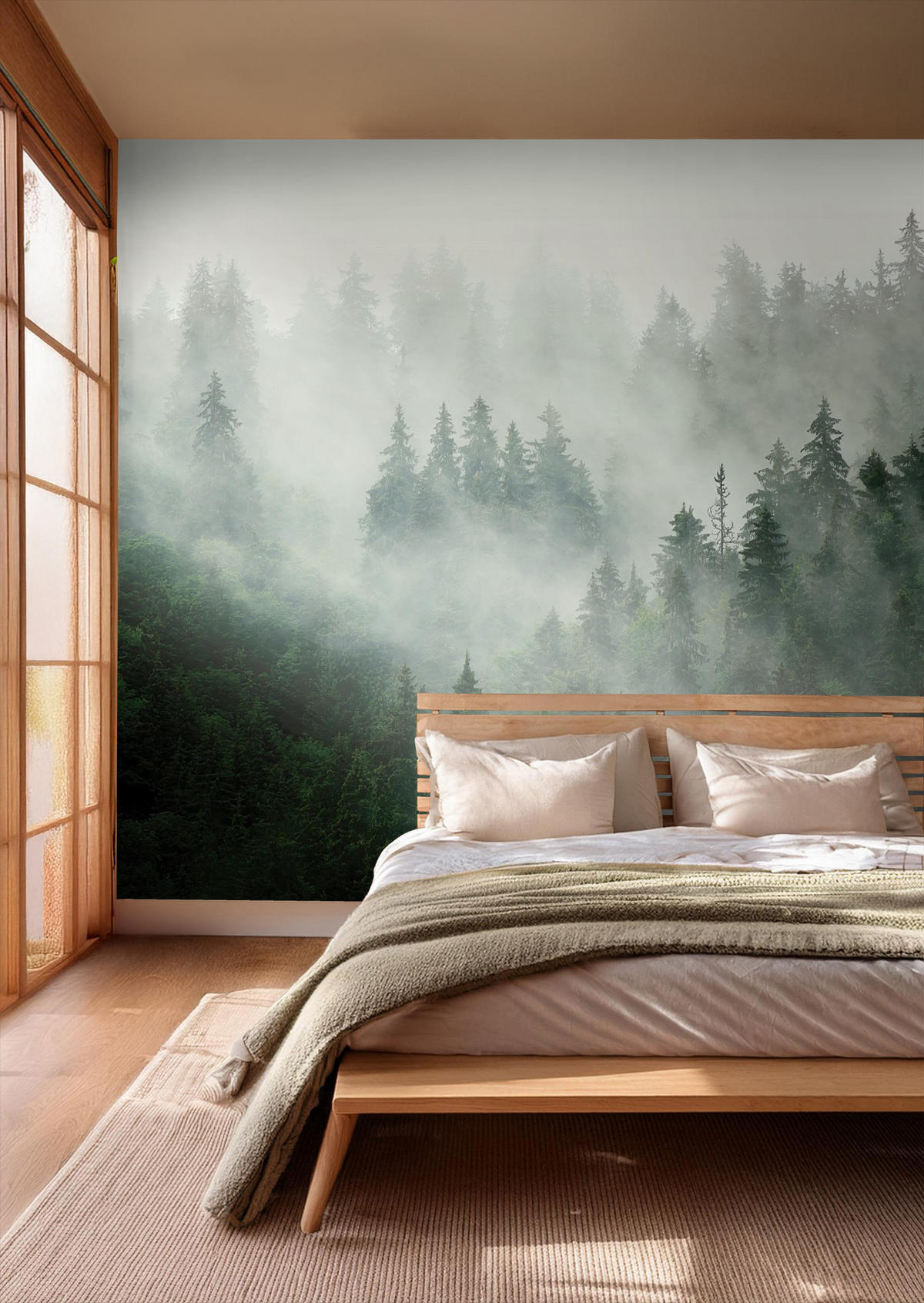 FOTOTAPETE Berglandschaft mit Bäumen 270 x 375 cm - Grün, Papier (270/375cm) - Sanders & Sanders