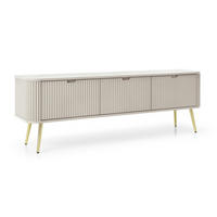 TV-SCHRANK Kaschmir Zoja Gefräst Mit Goldenen Griffen - Kaschmir/Beige, Holzwerkstoff (168/56/39cm) - Sepro Meble