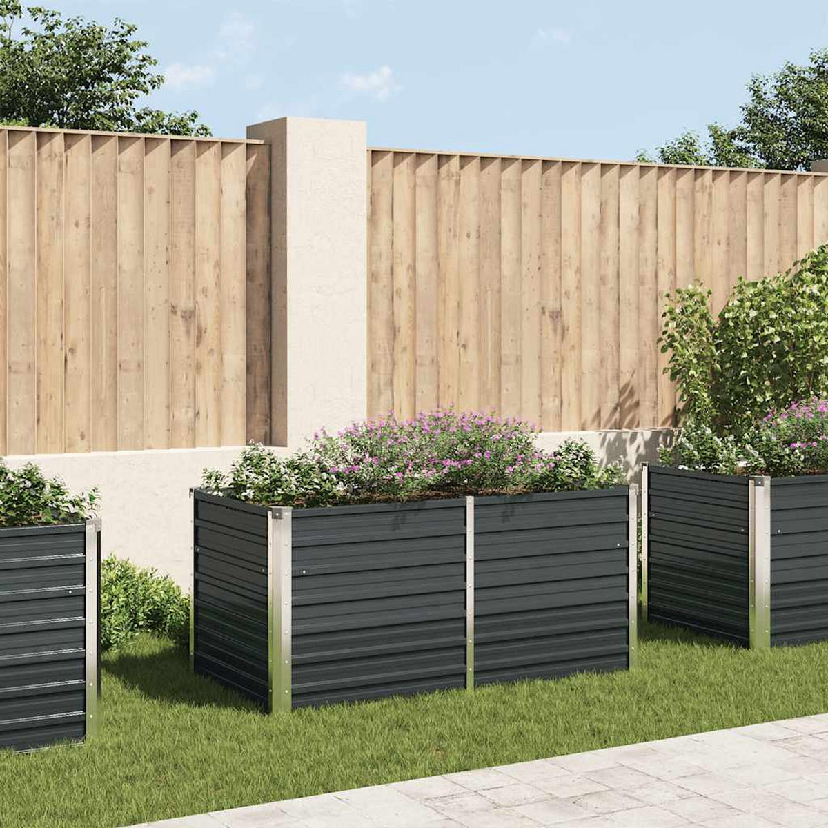 HOCHBEET für Garten OSKAR Anthrazit 160x80x77 cm Metall - Anthrazit, Metall (160/77/80cm) - DELUKE