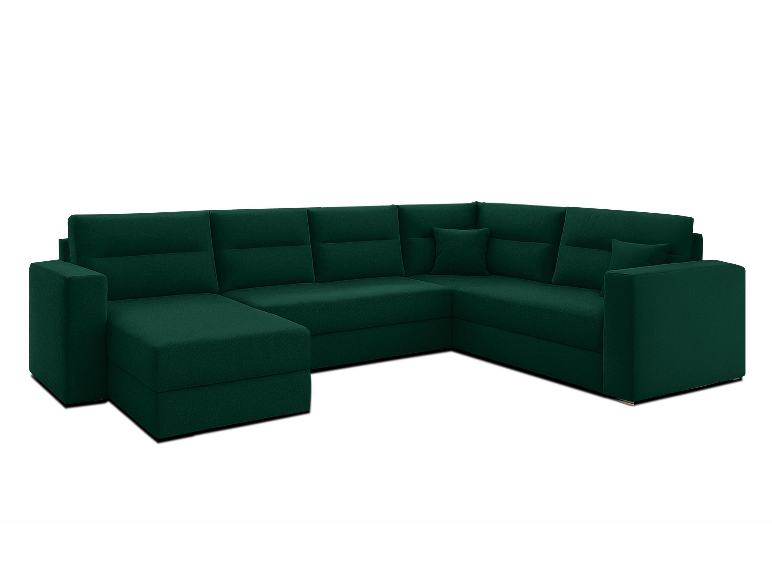 WOHNLANDSCHAFT Lovere Dunkelgrün 314/217/90 cm mit Schlaffunktion Bettkasten Wohnzimmer - Dunkelgrün/Schwarz, Kunststoff/Textil (314/90/217cm) - AX Living
