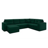 WOHNLANDSCHAFT Lovere Dunkelgrün 314/217/90 cm mit Schlaffunktion Bettkasten Wohnzimmer - Dunkelgrün/Schwarz, Kunststoff/Textil (314/90/217cm) - AX Living