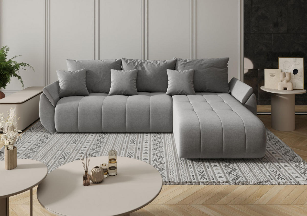 ECKSOFA mit Schlaffunktion TOKYO Wind 90 - Dunkelgrau, Textil (280/185cm) - Bedante