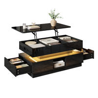 COUCHTISCH höhenverstellbar 90 x 48 cm MDF Schwarz mit Stauraum - Schwarz, Wellpappe (90/48/42.5cm) - Meubliv