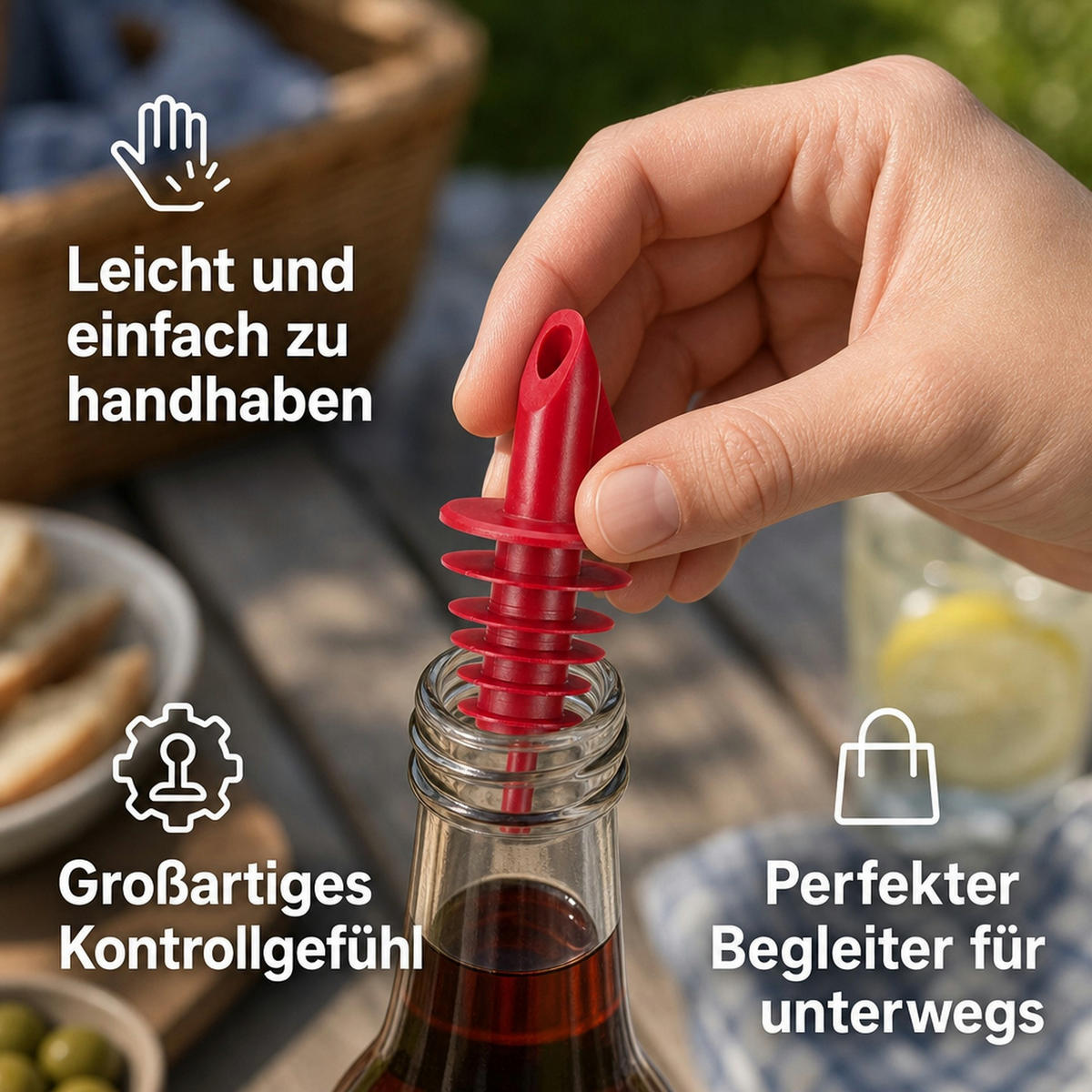 AUSGIESSER BILLY, Kunststoff, für 0,5-1,5L Flaschen - Rot, Kunststoff (3.5/7.5/3.5cm) - ich-zapfe