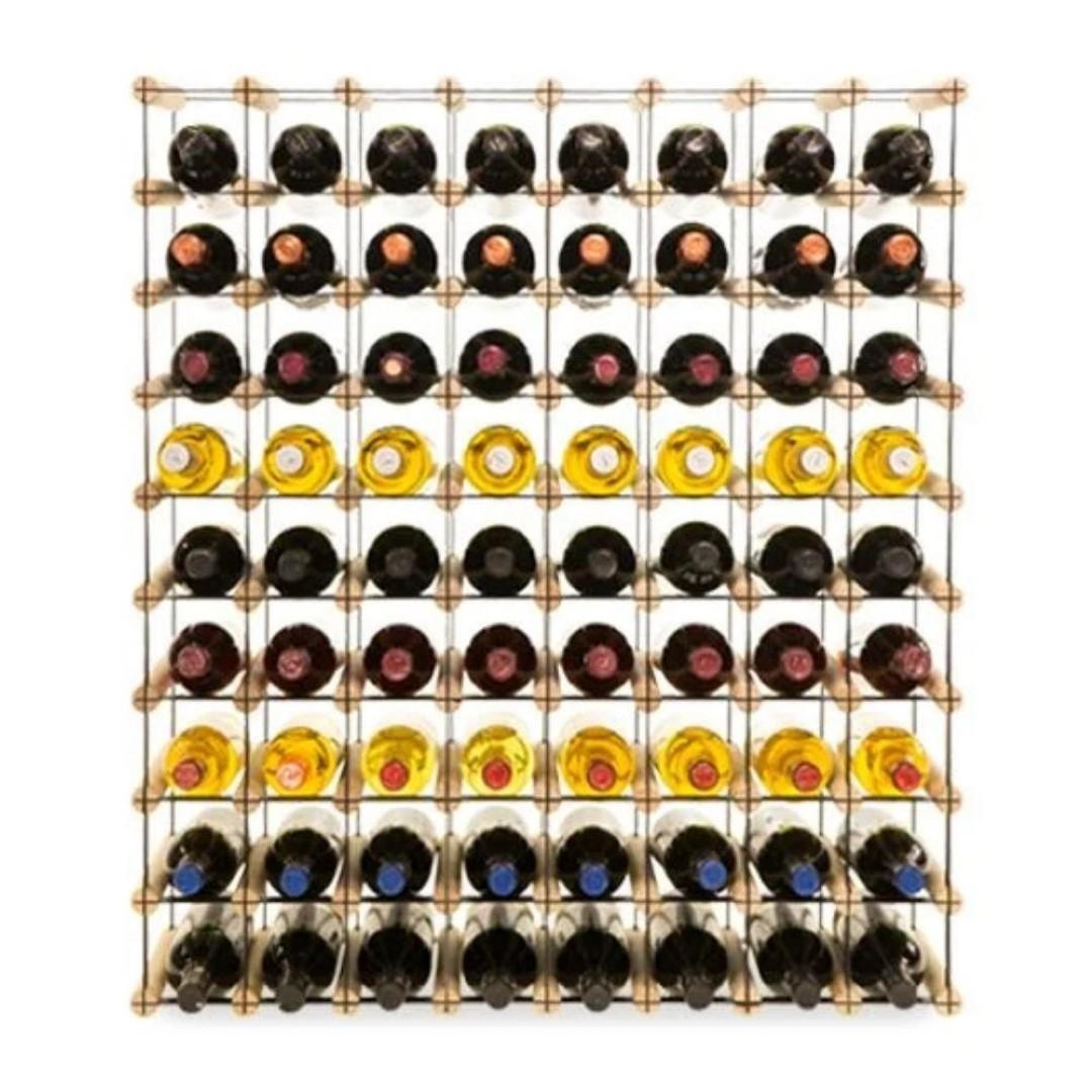 WEINREGAL Vinotega Mod Metal 92,5x82,5x24,5 cm 8x9 Flaschen Massives Kiefernholz Natur - Naturfarben, Holz (82.5/92.5/24.5cm) - PROREGAL