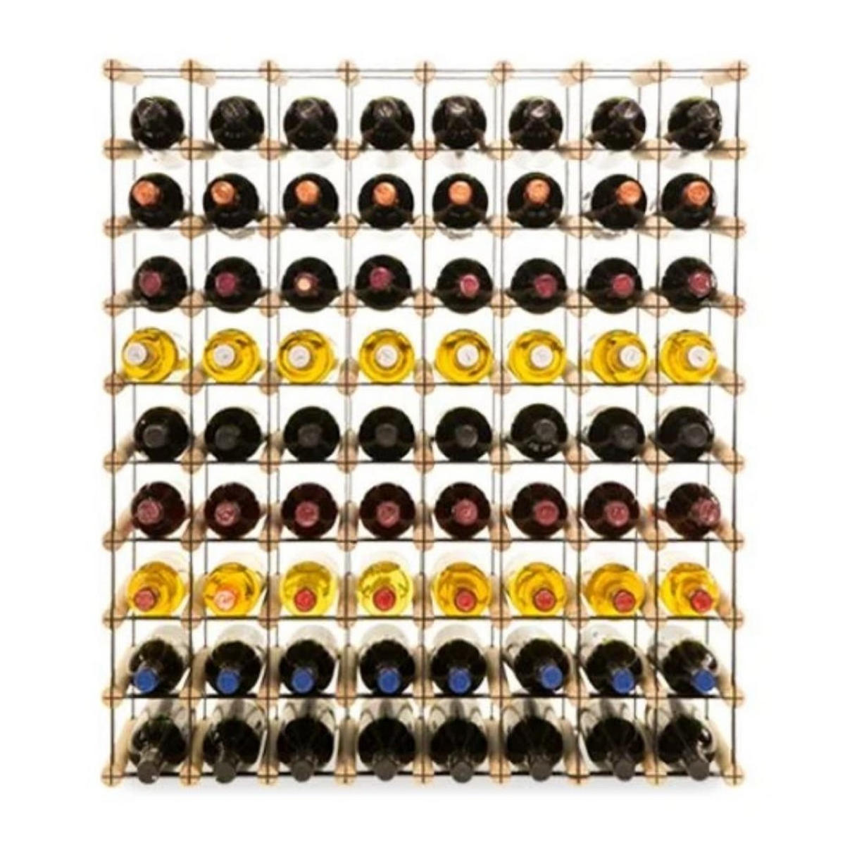 WEINREGAL Vinotega Mod Metal 92,5x82,5x24,5 cm 8x9 Flaschen Massives Kiefernholz Natur - Naturfarben, Holz (82.5/92.5/24.5cm) - PROREGAL