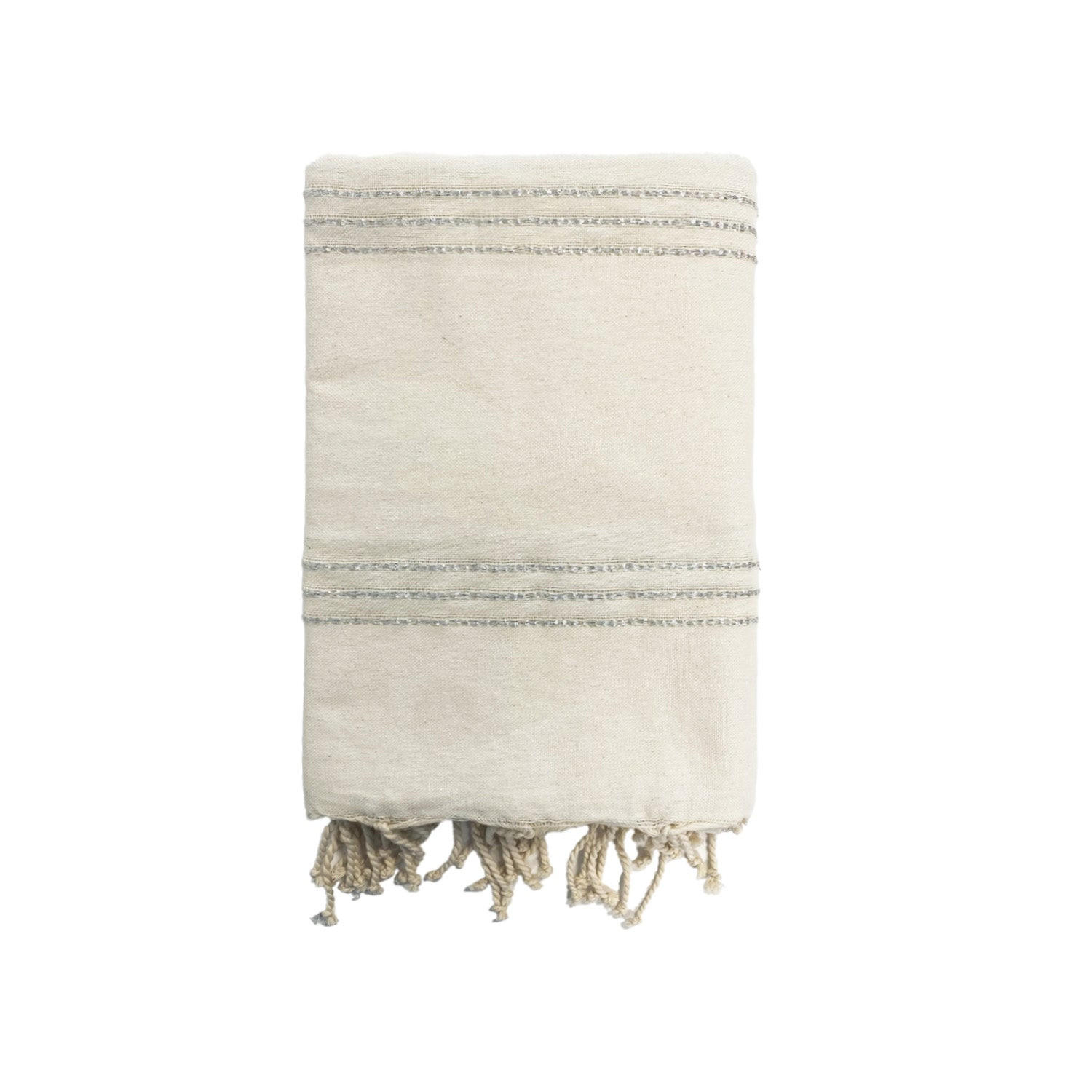 HAMMAMTUCH Traditionelle Isis 200x200 190g/m² Ecru / Silber - Silberfarben, Textil (200/200cm) - LE COMPTOIR DE LA PLAGE