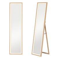 GANZKÖRPERSPIEGEL 40 x 160 cm Standspiegel mit LED-Lichte, Eiche - Eichefarben, Glas (40/160/5cm) - HOMCOM