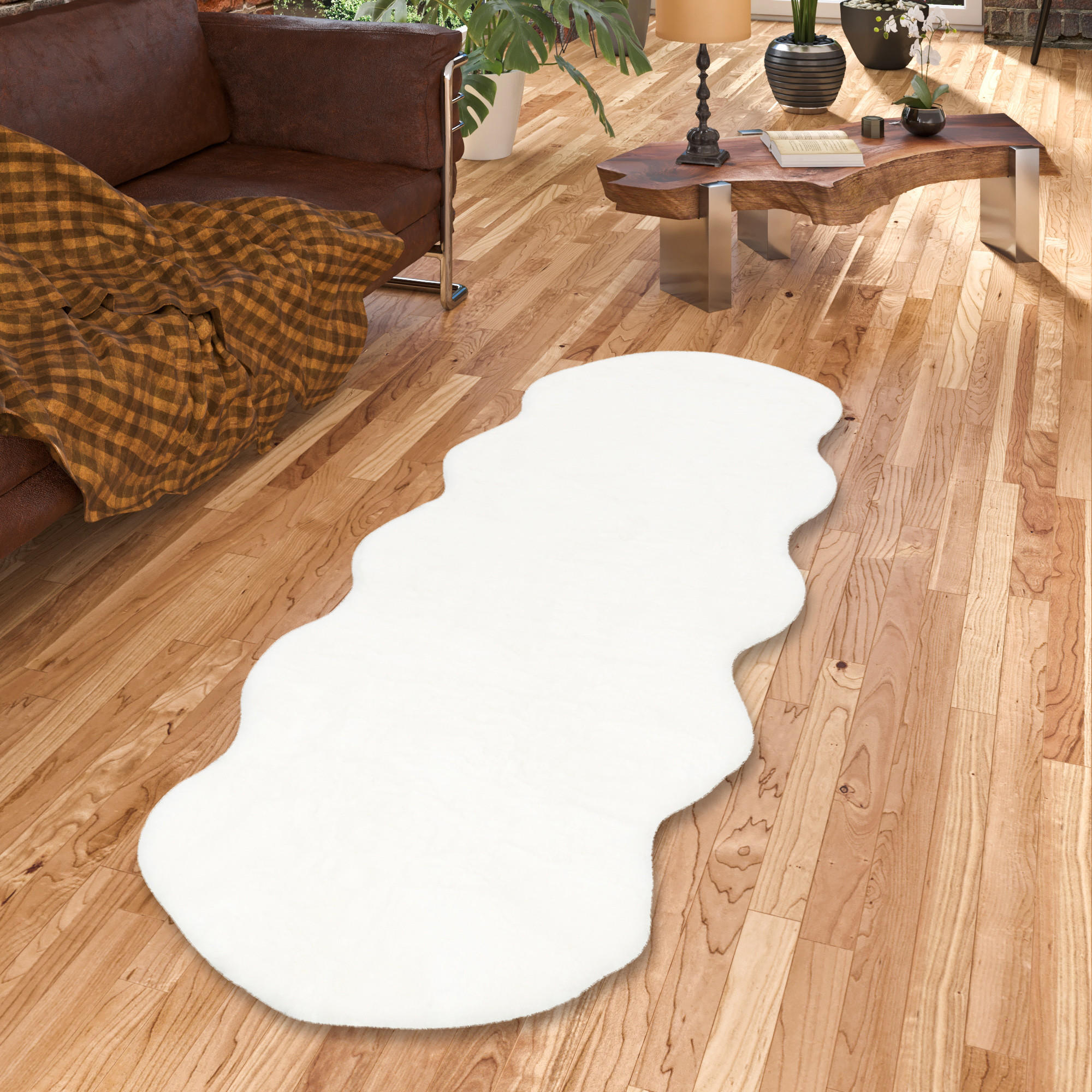 LUXUS SUPER SOFT FELLTEPPICH PLUSH SHAPE XL - Weiß, Textil (55/160cm) - Pergamon