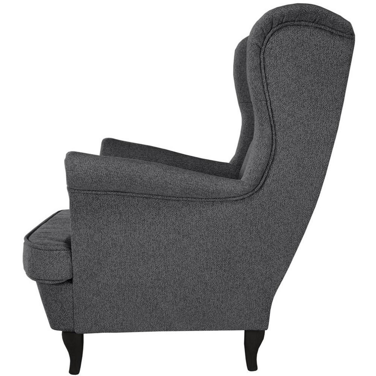 CHESTERFIELD-SESSEL Falco dunkelgrau mit Wenge Holzbeinen - Anthrazit, Holz/Textil (82/102/92cm) - Beautysofa