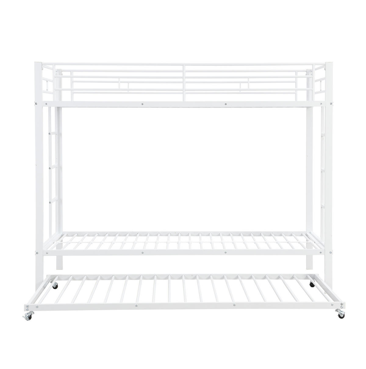 ETAGENBETT 90/200 cm aus Metall mit ausziehbarem Rollbett Weiß - Weiß, Metall (90/200cm) - Modenvie