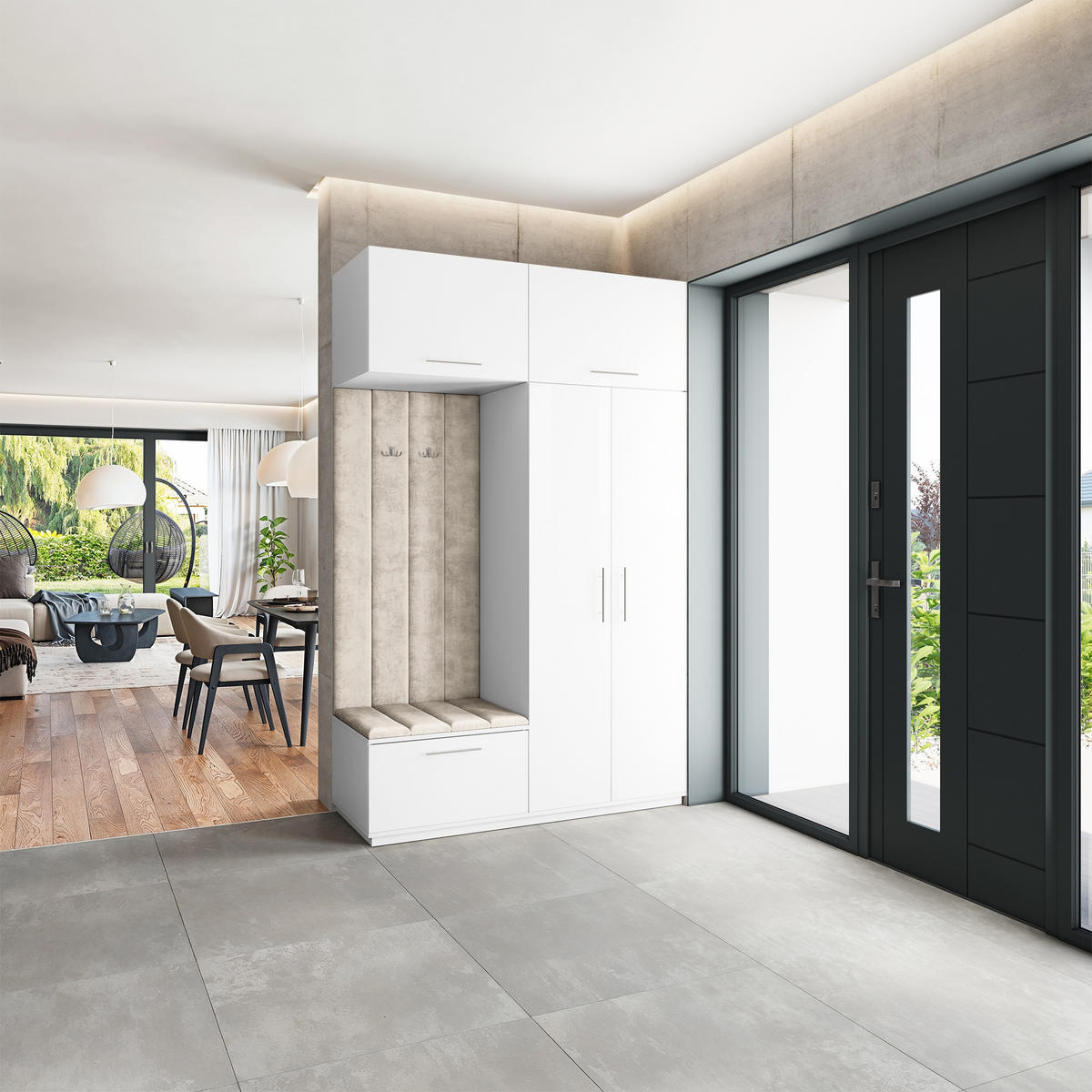 GARDEROBENSCHRANK REMA 150/240/60 cm Modern Weiß - Weiß, Holzwerkstoff (150/240/60cm) - MASSENO