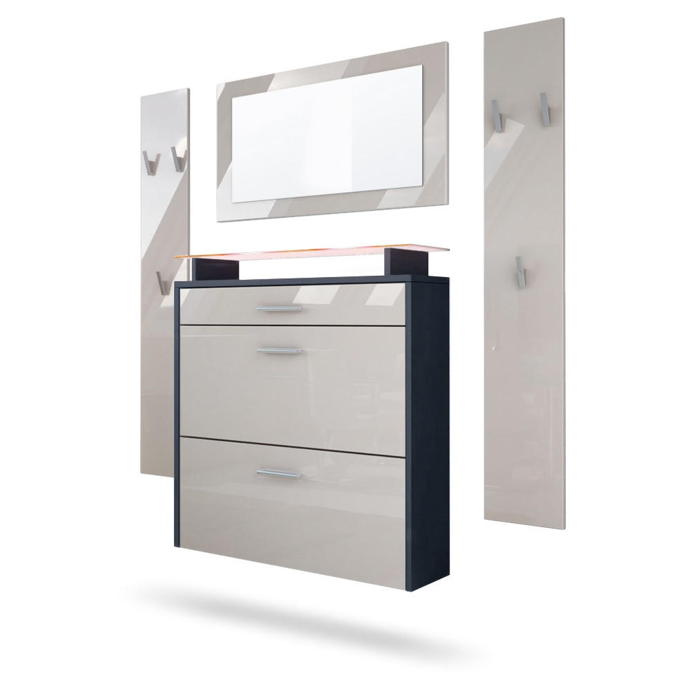 GARDEROBE Malea Fronten in Sandgrau Hochglanz - Sandfarben, Holzwerkstoff (180/180/23cm) - Vladon