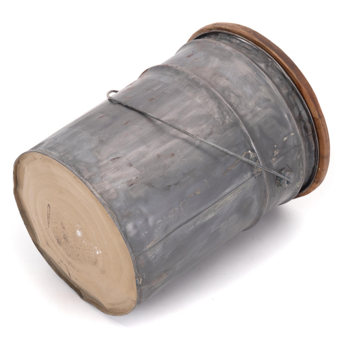 BEISTELLTISCH BARREL Metall rund mit Holzplatte - Silberfarben, Kunststoff (30/30/40cm) - DESIGN DELIGHTS