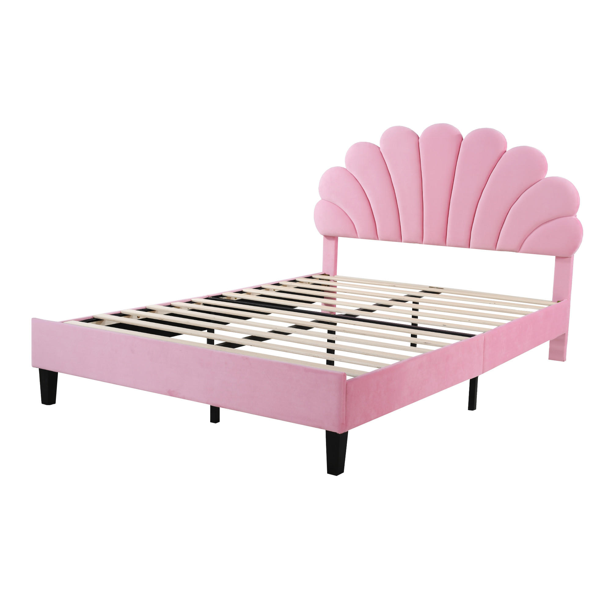 KINDERBETT 140/200 cm DE-01682, in Rosa, mit blumenförmigem Kopfteil - Pink, Metall (140/200cm) - ComfortXL
