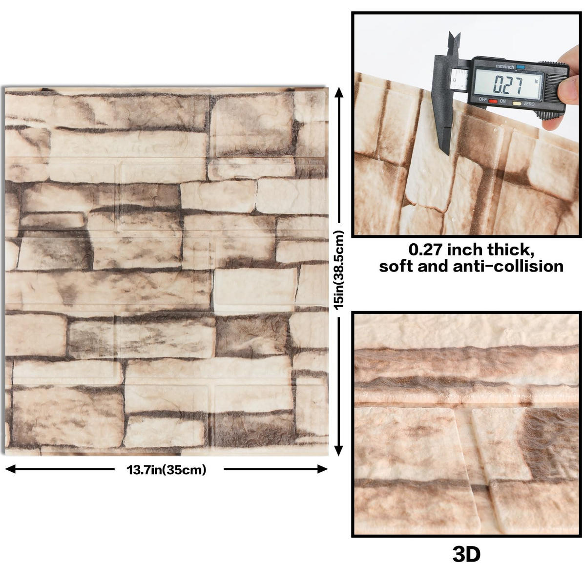 WANDVERKLEIDUNG 35x38.5 cm 10 stück - Hellbraun, Karton (3/35/38.5cm) - Kaket