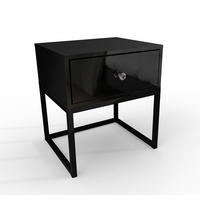 NACHTTISCH BLANCO LOFT Schwarz Hochglanz auf schwarzem Gestell Kristallgriff - Schwarz Hochglanz, Holzwerkstoff (45/53/37cm) - Lookway