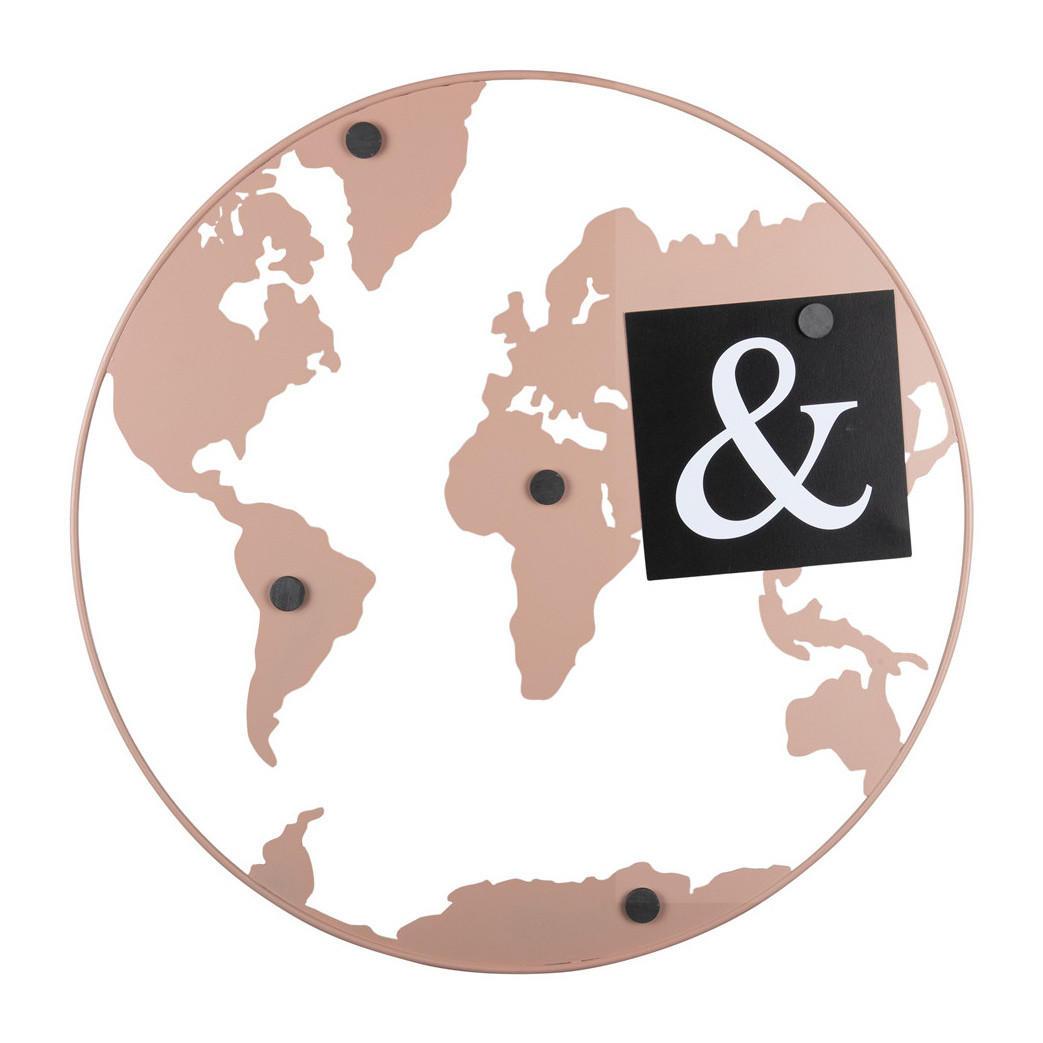 METALLTAFEL Notizen Erde World Ø 50 cm - Rosa, Metall (50/50/0.6cm)