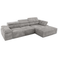 ECKSOFA RILASSO L Hellgrau Cord - rechts - Hellgrau/Schwarz, Kunststoff/Textil (174/296cm) - MKS