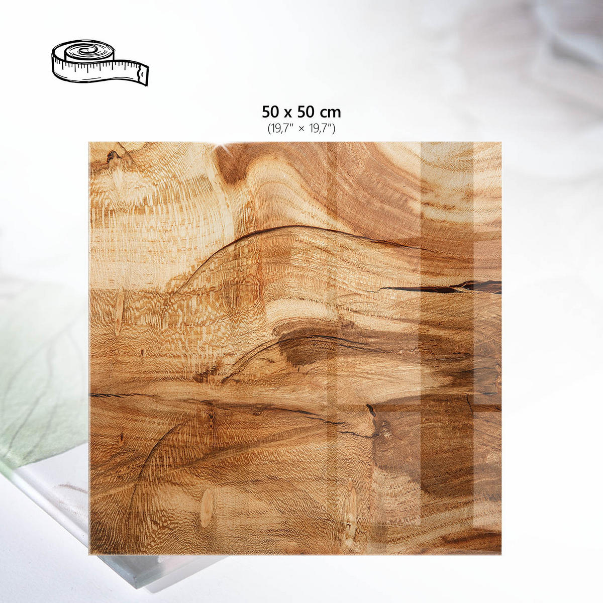 TISCHPLATTE 50x50 cm – Holzringe - Braun, Glas (50/50/0.4cm) - Wallfluent