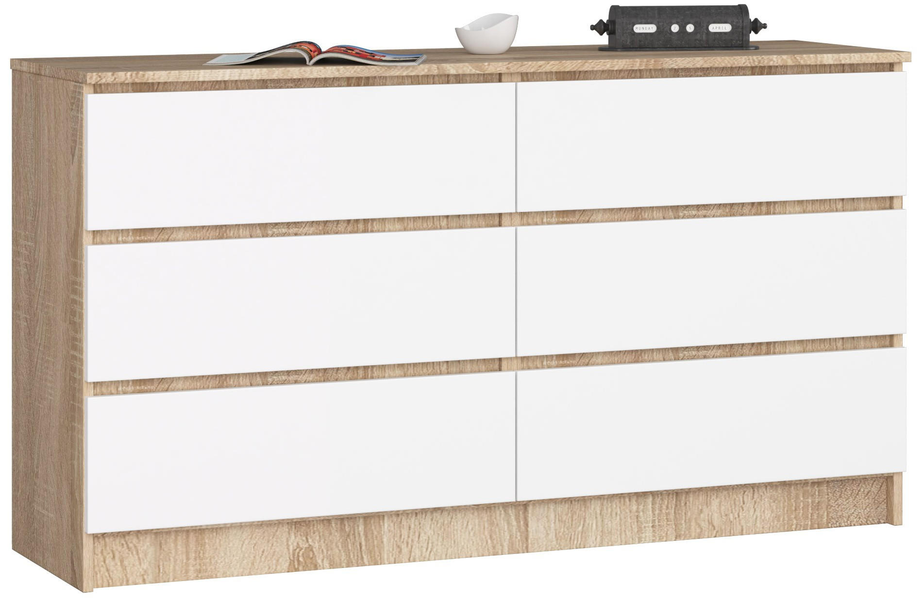 Akord Kommode Sonoma Eiche, Weiß 138x77x40 cm