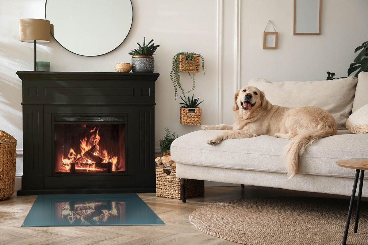 GLASPLATTE für Kamin 80x60 cm - Türkis, Glas (80/60/0.4cm) - TULUP