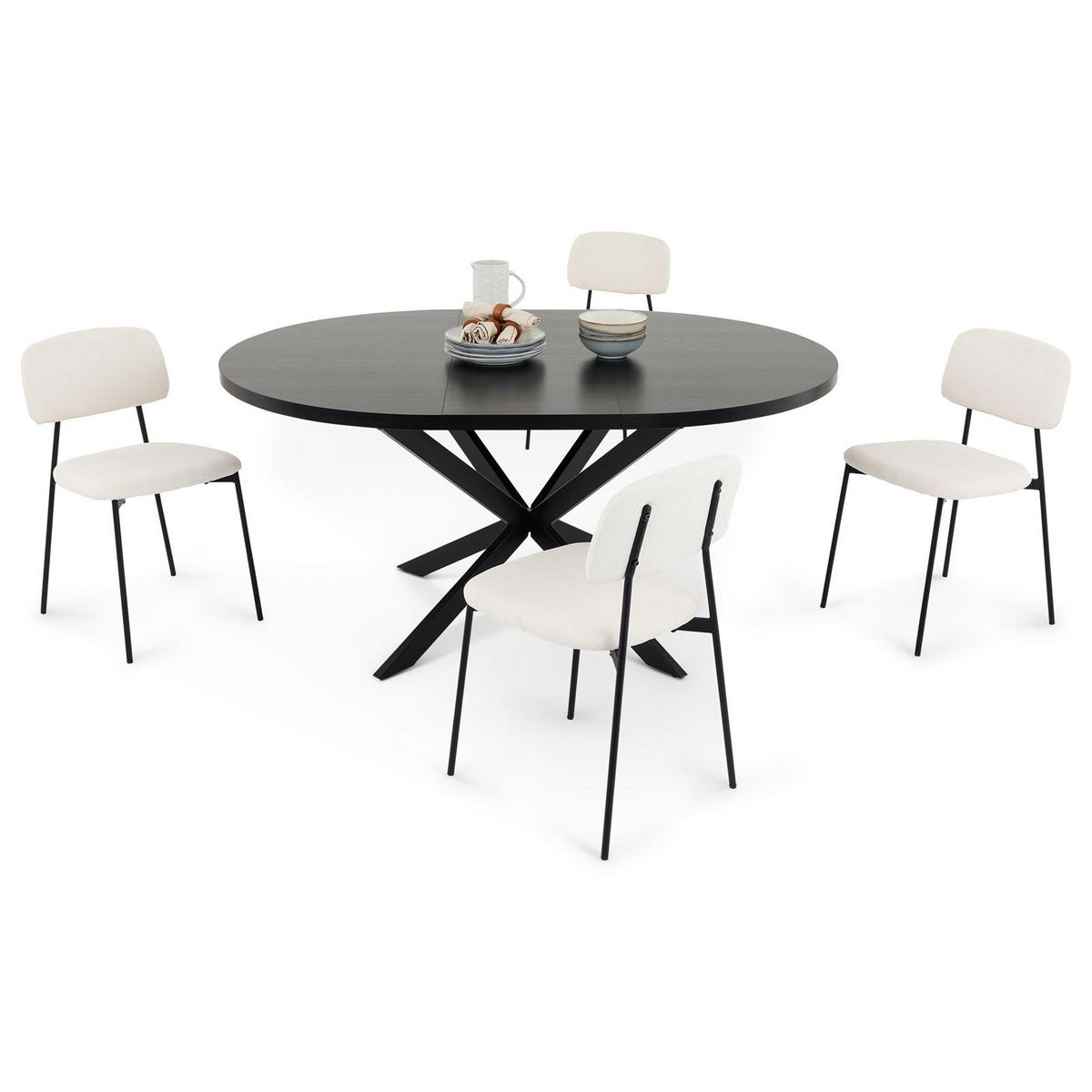 ESSGRUPPE TOLEDO - Schwarz, Holzwerkstoff/Metall (120/75/120cm) - IDIMEX