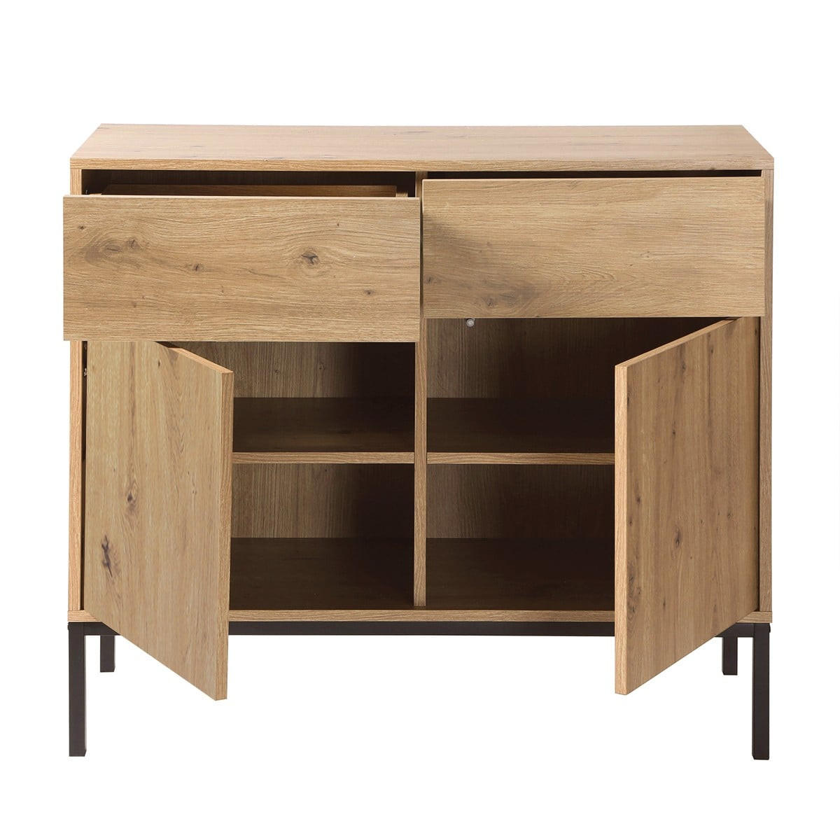 KOMMODE 2 Türen2 SchubladenEichendekor 40/80/90 cm - Eichefarben, Holzwerkstoff (90/80/12.5cm) - Calicosy