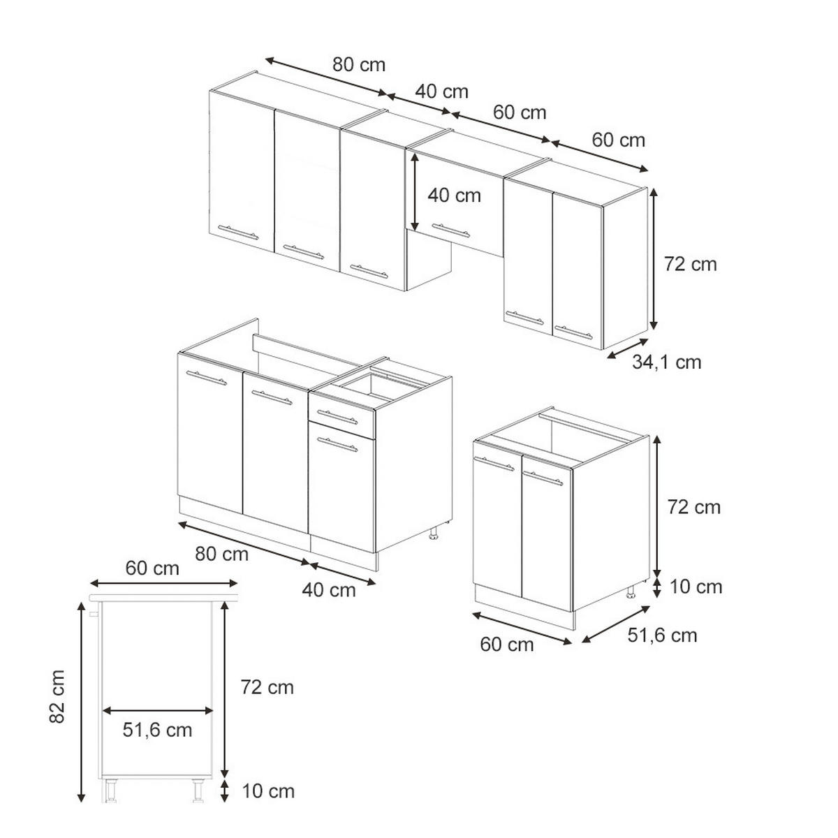 KÜCHENZEILE Fame-Line Eiche Paneel/Weiß 240 cm , AP Eiche - Hellbraun/Weiß, Holzwerkstoff (240/81.6/60cm) - Vicco