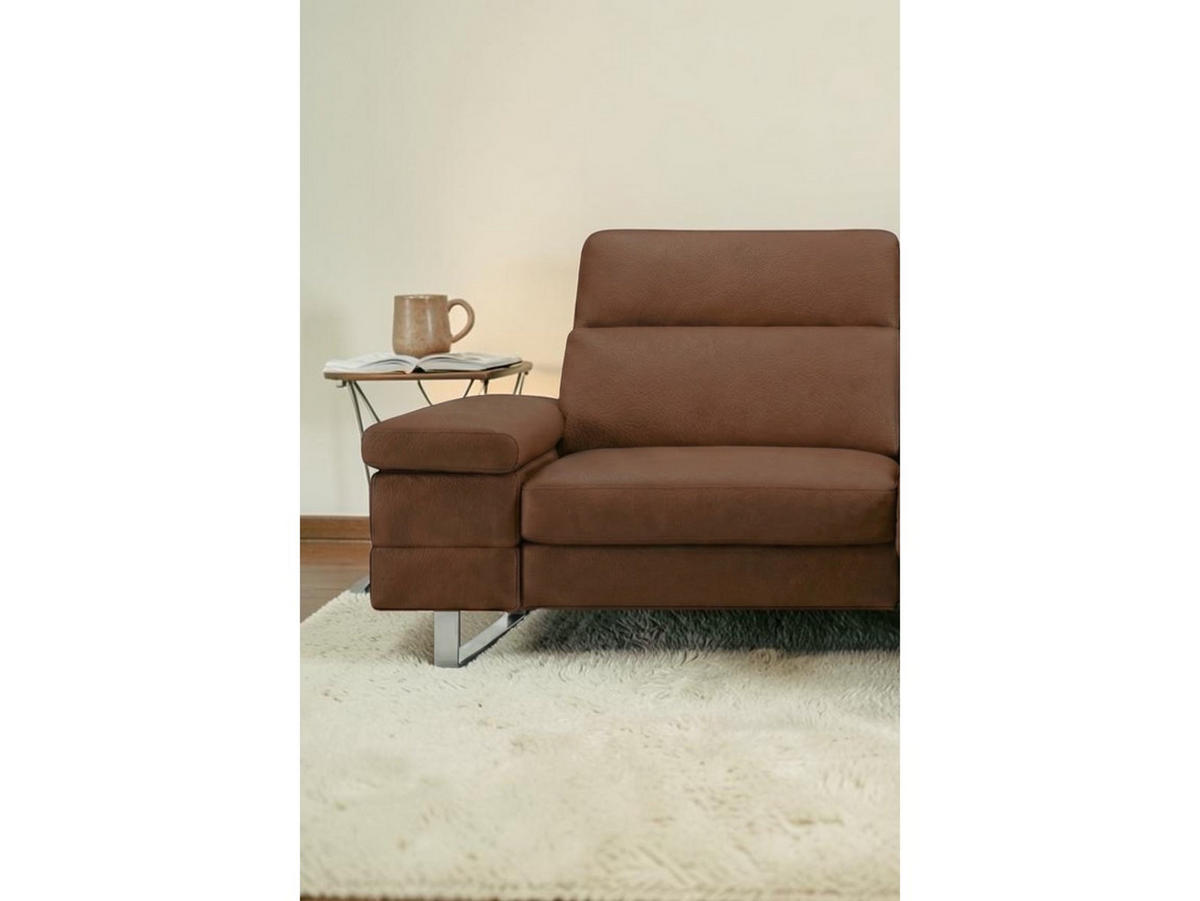 3-SITZER Sofa Virage Echtleder mit 1 x Relaxfunktion Cognacbraun - Cognac, Leder/Metall (212/75/109cm)