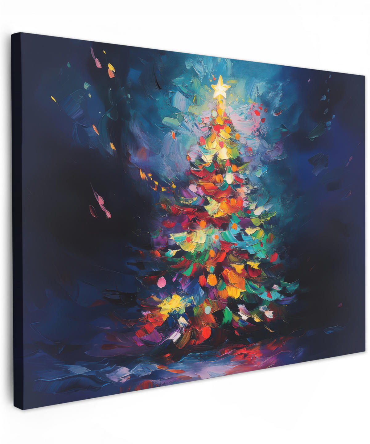 LEINWANDBILD Weihnachtsbaum - Weihnachten - Abstrakt - Farbenfroh 40x30 cm - Multicolor, Textil (40/30cm) - MuchoWow