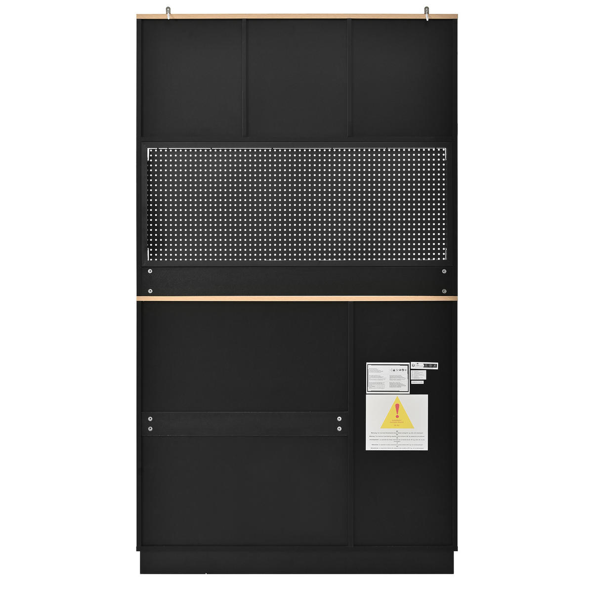 KÜCHENSCHRANK Schwarz mit Vitrinentüren, Lochblech & verstellbaren Böden - Schwarz, Holzwerkstoff (103.5/180/40cm) - Urban Meuble