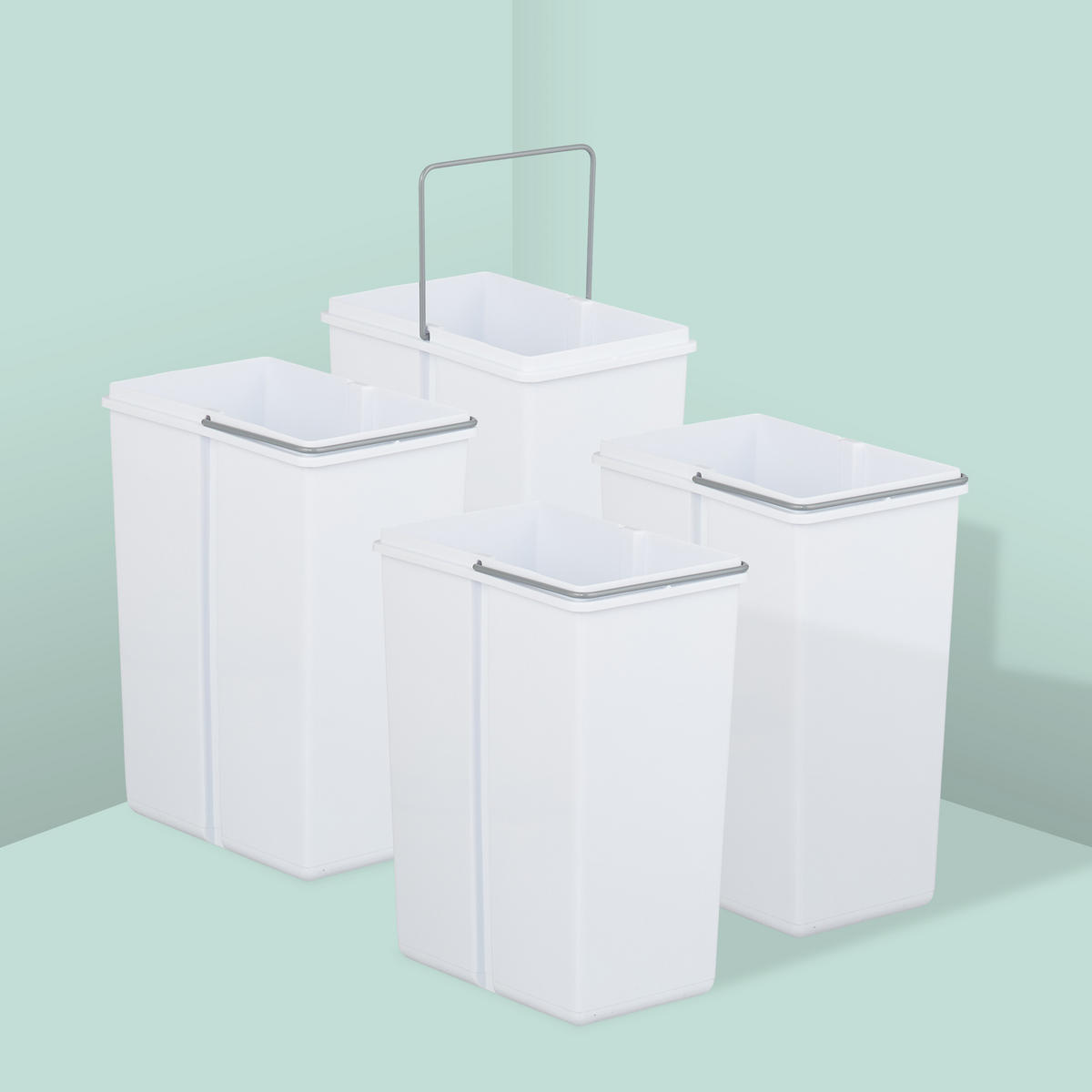 EINBAUMÜLLEIMER - Weiß, Kunststoff/Metall (34/34.6/51.8cm) - Relaxdays