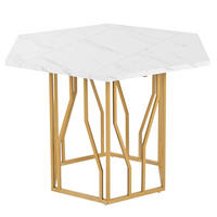 ESSTISCH 115,5/75/100 cm Weiß/Gold aus MDF und Stahl mit Marmoroptik - Weiß, Holzwerkstoff (100/115.5/75cm) - OKMYHOME