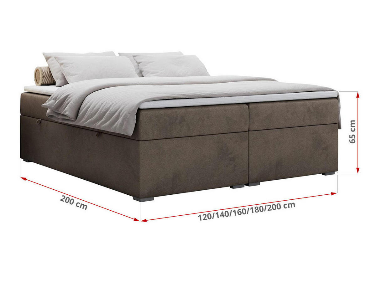 BOXBETT BESS 200/200 Braun Velvet - H3 - Braun, Holz/Textil (200/200cm) - MKS