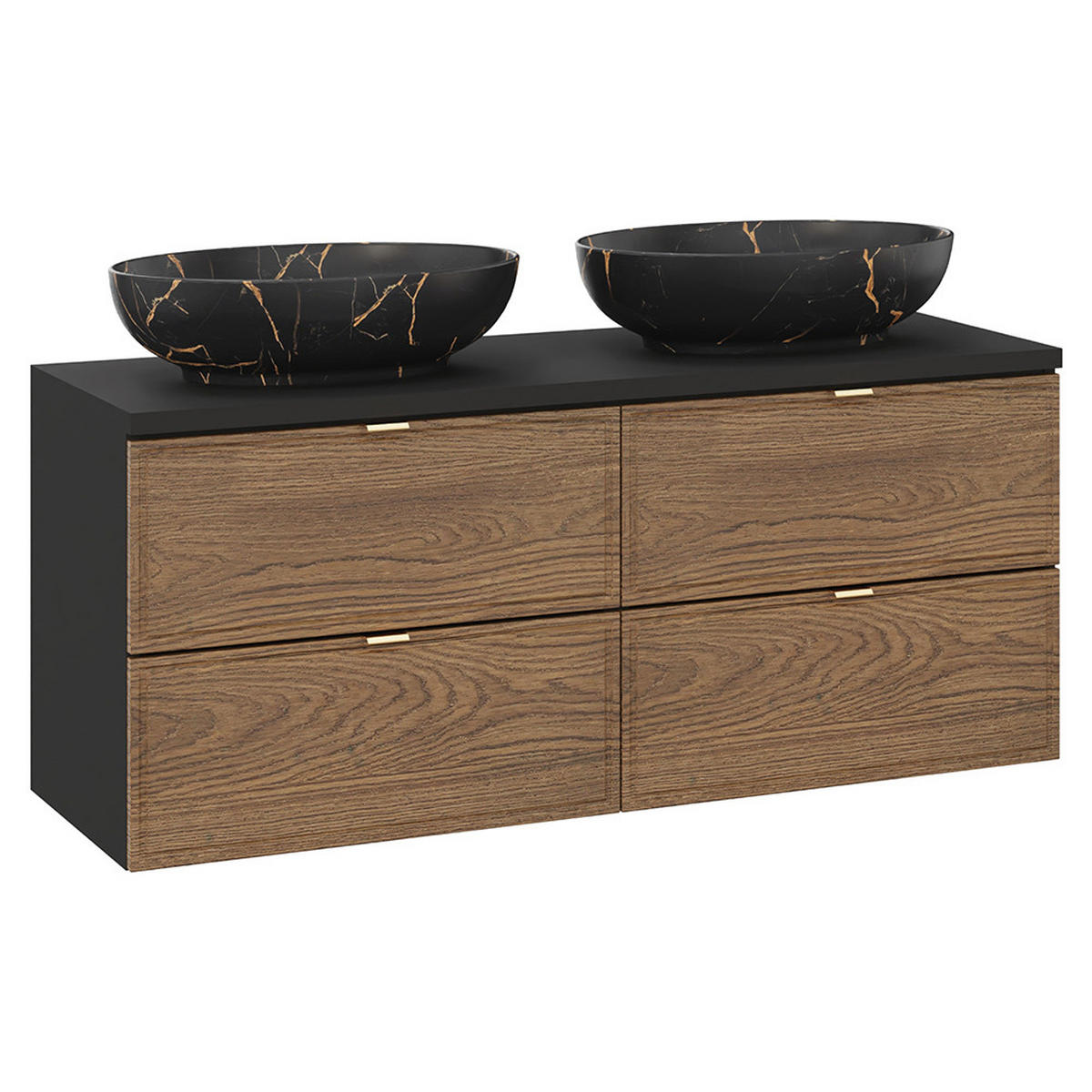 DOPPELWASCHTISCH Tarsia-56 - Braun, Holzwerkstoff (120/66/46cm) - Lomado