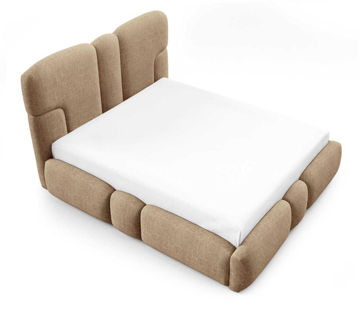 POLSTERBETT 180x200 Safron mit LED, Metall-Lattenrost, Braun - Braun, Holz/Textil (180/200cm) - Emporius