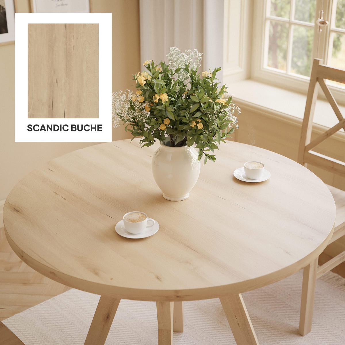 ESSTISCH YARA 100/76,5 cm Scandic-Buche - Buchefarben, Holzwerkstoff (100/100/76.5cm) - Idohome
