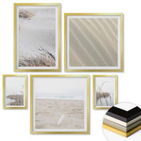 WANDBILDER 5er Set - 50x50 cm & 20x30 cm & 40x60 cm Goldrahmen - Vegetation am Wasser im Sommer - Goldfarben, Kunststoff (40/60cm) - ArtPrintCave