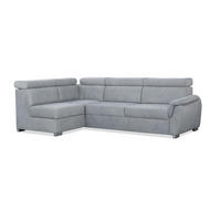 ECKSOFA Ravini Grau, mit Schlaffunktion und verstellbaren Kopfstützen, linke seite - Grau, Holzwerkstoff (253/156cm) - Bettso