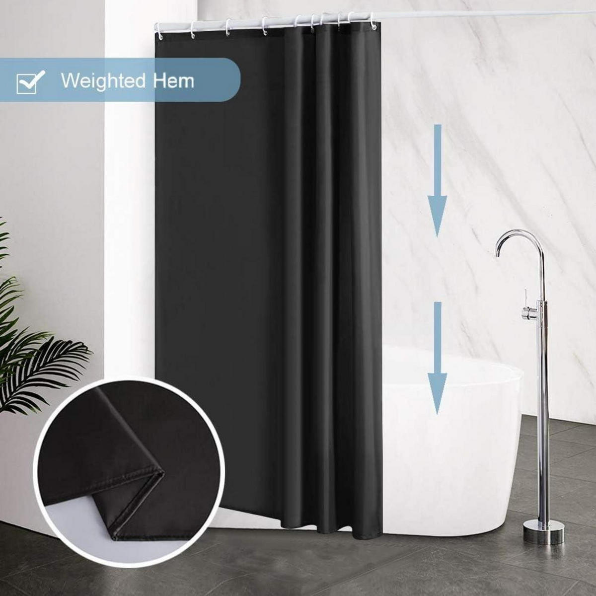 DUSCHVORHANG Polyester Schwarz 150 x 180 cm - Schwarz, Textil (150/180cm)